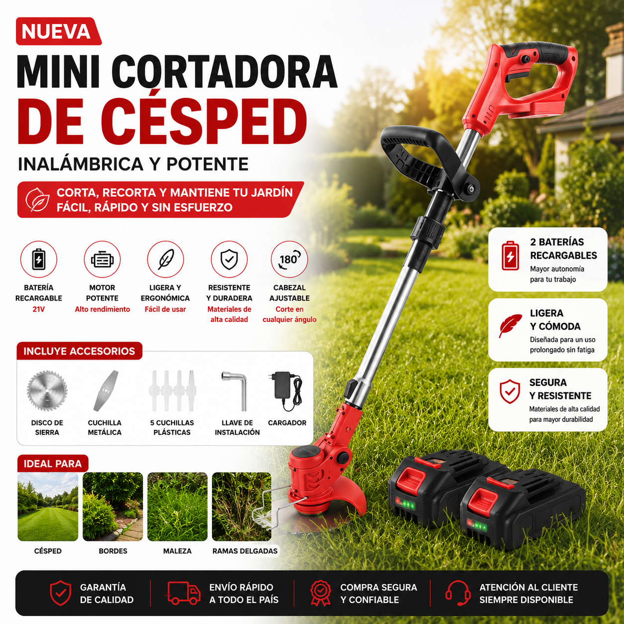 Mini Cortadora de Césped Inalámbrica