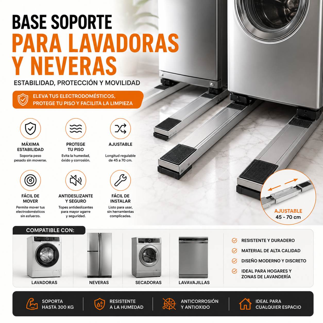 Soporte con ruedas Base estufa o lavado