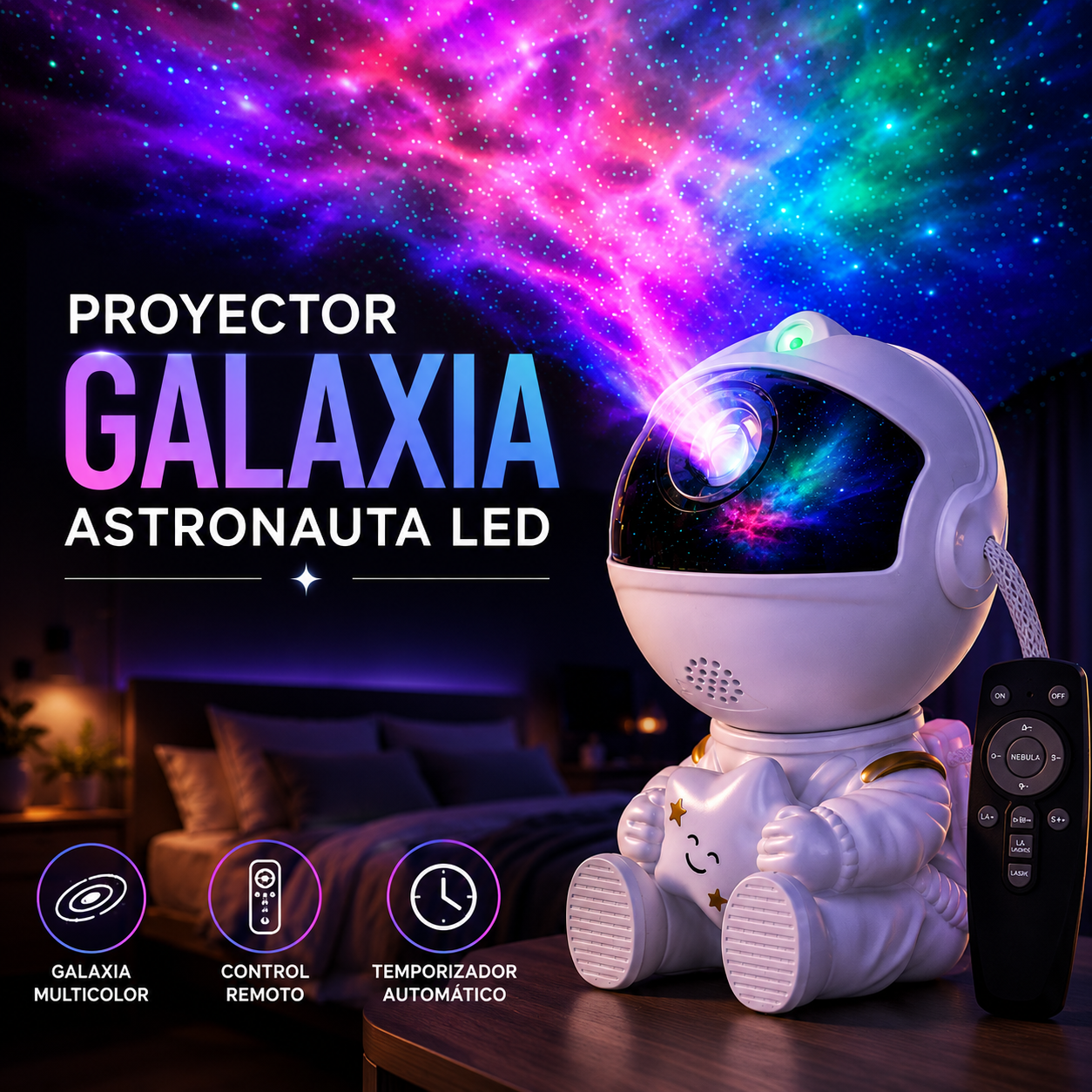 Proyector Galaxia Astronauta LED
